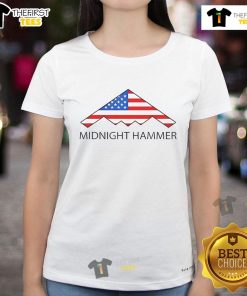 Good Midnight Hammer B-2 Stealth Jet Ladies Tee featuring a stylish design of the iconic stealth bomber aircraft.
