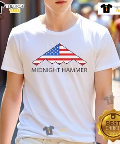 Good Midnight Hammer B-2 Stealth Jet T-Shirt featuring a sleek design of the iconic bomber aircraft.