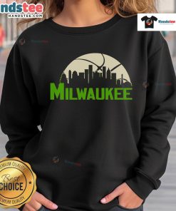 Good Milwaukee Bucks cityscape skyline style 2025 sweatshirt featuring vibrant team colors and urban design.