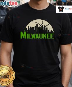 Good Milwaukee Bucks Cityscape Skyline Style 2025 T-Shirt featuring vibrant city design and team colors for fans.