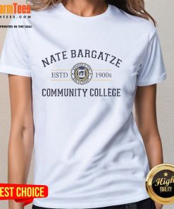 Good Nate Bargatze Community College ladies tee, featuring vintage design established in the 1900s.