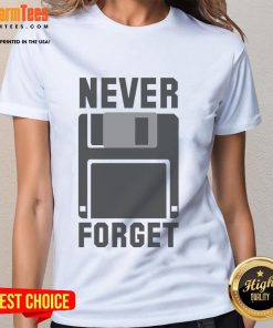 Good Never Forget Floppy Disk New Ladies Tee featuring a retro floppy disk graphic on a stylish women's t-shirt.