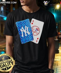 Good New York Yankees logo on an Ace of Diamonds card T-shirt, perfect for baseball fans and stylish sportswear.