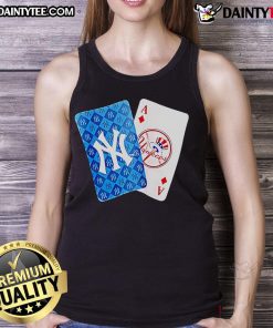 Good New York Yankees logo on Ace of Diamonds card tank top, perfect for baseball fans and stylish summer wear.
