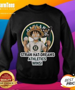 Alt Text: Good Oakland Athletics Monkey D. Luffy Straw Hat Dreams Wins Sweatshirt featuring vibrant anime graphics and team colors.