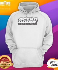 Good Ocean Grove Up In The Air Forever Hoodie displayed on a hanger, showcasing its vibrant design and cozy fabric.