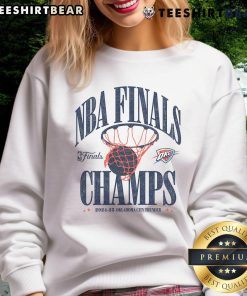 Good Oklahoma City Thunder 2025 NBA Finals Champions fade away retro sweatshirt showcasing team pride and vintage style.