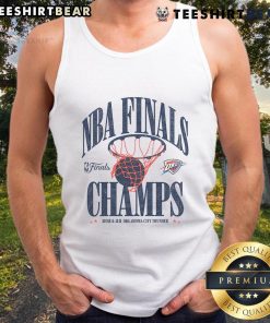 Alt Text: Oklahoma City Thunder 2025 NBA Finals Champions retro tank top featuring a fade-away design, perfect for fans.