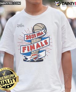 Good Oklahoma City Thunder Stadium 2025 NBA Finals Clutch T-Shirt featuring vibrant team colors and iconic logo design.