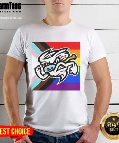 Good Omaha Storm Chasers 2025 Happy Pride Month T-Shirt featuring vibrant rainbow colors and team logo.