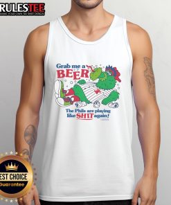 Funny tank top featuring the Philly Phanatic with text about needing a beer, perfect for Phillies fans.