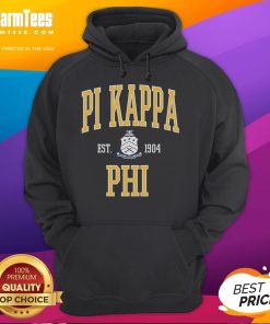 Good Pi Kappa Phi Be Bold Est 1904 hoodie in navy blue with white lettering, perfect for fraternity pride and style.