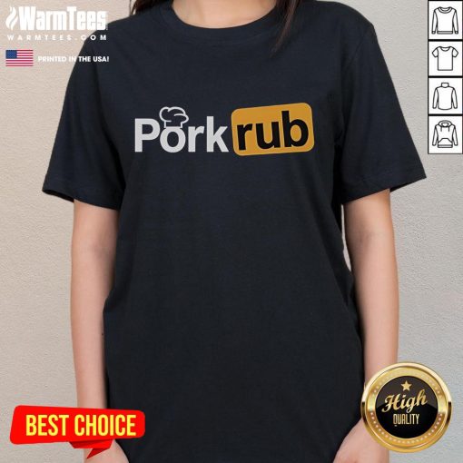 Good Pork Rub Ladies Tee featuring a stylish design for BBQ enthusiasts, perfect for grilling and outdoor cooking.