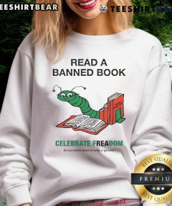 Good Read A Banned Book Celebrate Freadom Sweatshirt featuring bold text design in vibrant colors, perfect for book lovers.