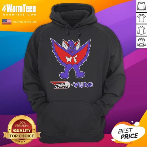 Good Red Wings vs Wild Fang Hoodie showcasing vibrant team colors and logo for hockey fans.