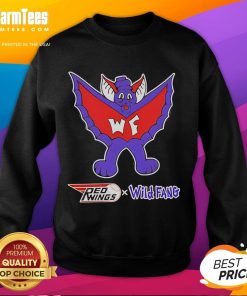 Good Red Wings vs Wild Fang Sweatshirt featuring team logos and vibrant colors, perfect for hockey fans.