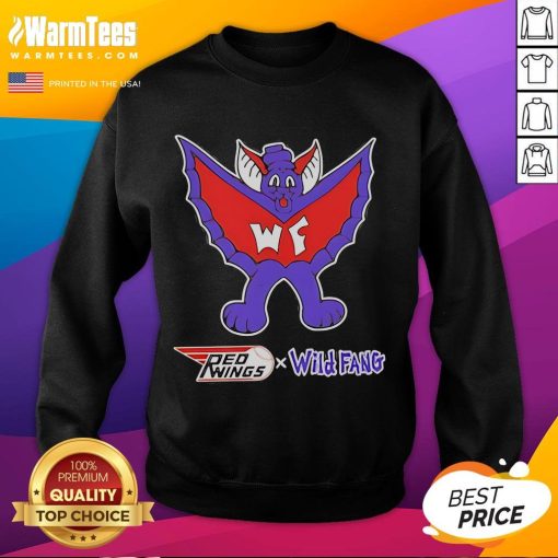 Good Red Wings vs Wild Fang Sweatshirt featuring team logos and vibrant colors, perfect for hockey fans.