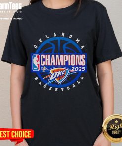 Good Retro 2025 NBA Finals Champions Oklahoma City Thunder ladies tee showcasing team pride and stylish design.