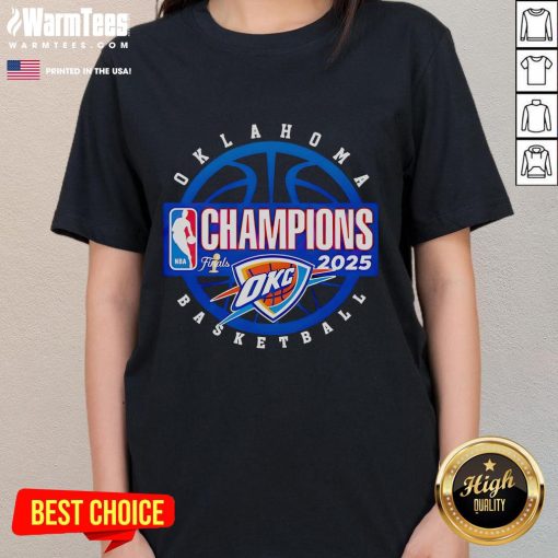 Good Retro 2025 NBA Finals Champions Oklahoma City Thunder ladies tee showcasing team pride and stylish design.