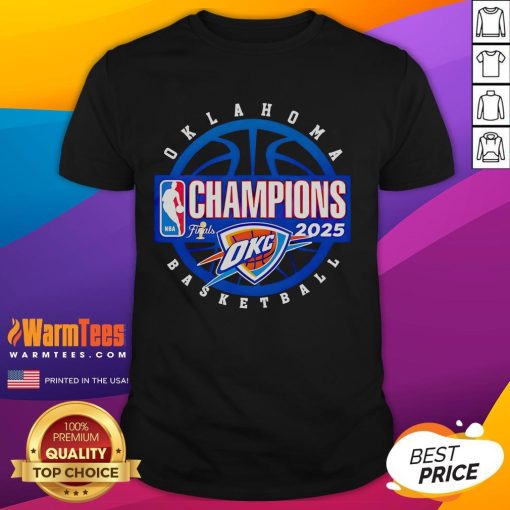 Good Retro 2025 NBA Finals Champions Oklahoma City Thunder T-Shirt featuring vibrant team colors and logo design.