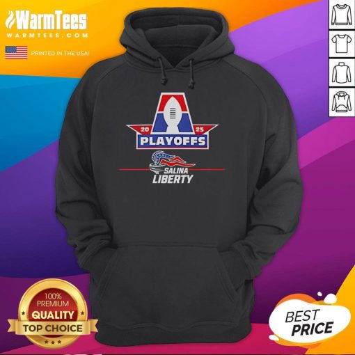 Good Salina Liberty Playoffs 2025 logo hoodie featuring team colors and design, perfect for fans and supporters.