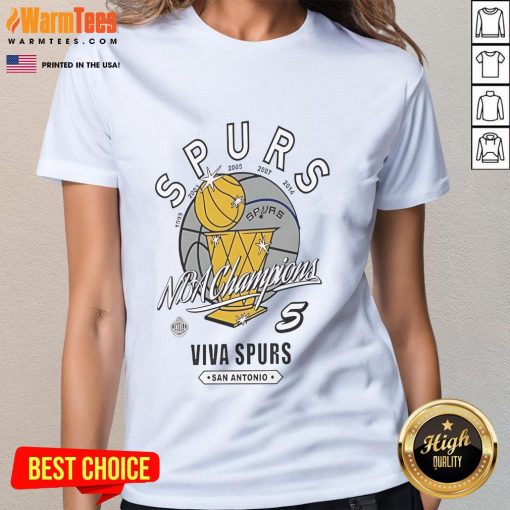Good San Antonio Spurs NBA Champions Ladies Tee, celebrating Spurs victories from 1999 to 2014 with stylish design.