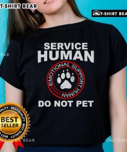 Emotional support human tee featuring a woman with her dog, showcasing good service and companionship.