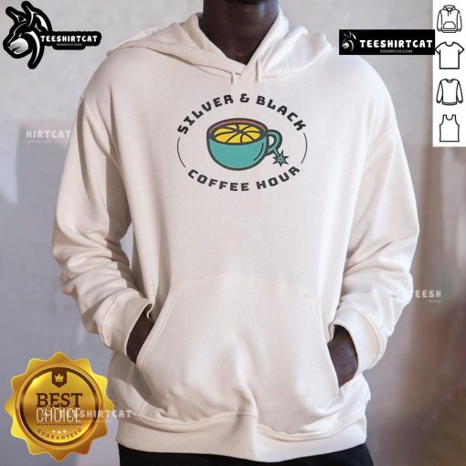 Good silver and black coffee hour hoodie featuring a stylish design perfect for coffee lovers and casual wear.