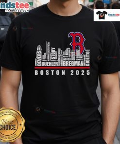 Boston Red Sox 2025 T-Shirt featuring a stylish skyline design, perfect for fans and collectors of baseball apparel.