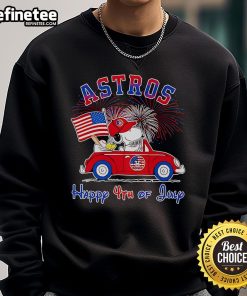 Good Snoopy and Woodstock Astros Happy 4th of July sweatshirt featuring vibrant colors and festive designs.