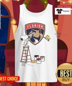 Good Snoopy and Woodstock painting on a Florida Panthers logo tank top, perfect for sports fans and cartoon lovers.