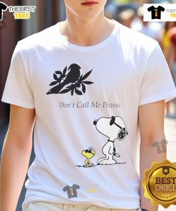Alt Text: Good Snoopy Don't Call Me Peanut T-Shirt featuring Snoopy character in a playful design, perfect for Peanuts fans.
