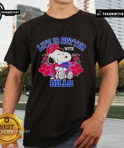 Good Snoopy Life Is Better With Bills T-Shirt featuring a fun Snoopy graphic, perfect for fans of the Peanuts comic series.