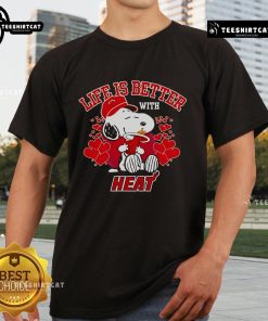 Alt Text: Good Snoopy Life Is Better With Miami Heat T-Shirt featuring Snoopy graphic, perfect for Miami Heat fans and casual wear.