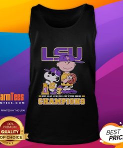 Alt Text: Good Snoopy, Woodstock, and Charlie Brown on LSU Tigers 2025 NCAA Baseball tank top, perfect for Peanuts fans.