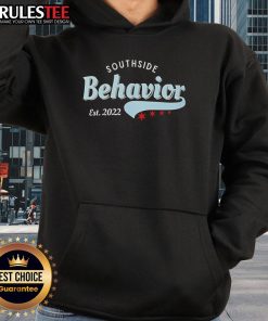 Good Southside Behavior Est 2022 hoodie in black with stylish logo, perfect for casual streetwear enthusiasts.