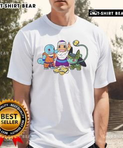 Good Squirtle, Goku, Charmander, Piccolo, Bulbasaur, and Cell on a Dragon Ball Pokmon T-shirt design.