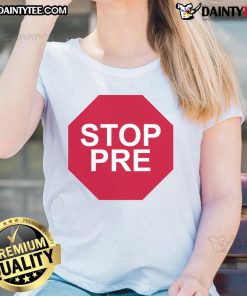 Good Steve Prefontaine wearing Stop Pre ladies tee, showcasing vintage running style and sports apparel fashion.