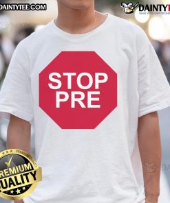 Good Steve Prefontaine wearing a 'Stop Pre' T-shirt, showcasing his iconic style and passion for running.