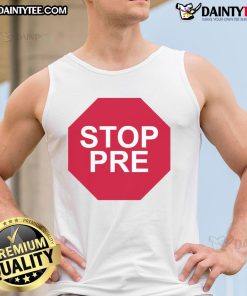 Good Steve Prefontaine wearing a Stop Pre tank top, showcasing his iconic style and passion for running.