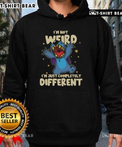 Good Stitch hoodie featuring 'I'm Not Weird, I'm Just Completely Different' text design, perfect for unique style enthusiasts.