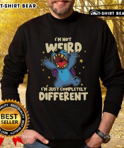 Good Stitch sweatshirt with 'I'm Not Weird, I'm Just Completely Different' slogan in bold letters, perfect for unique fashion.