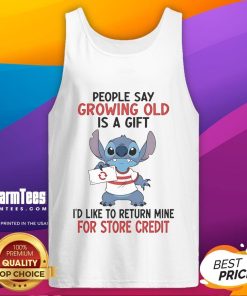 Tank top featuring 'Growing Old Is A Gift' quote, perfect for humorous gifts about aging and self-expression.