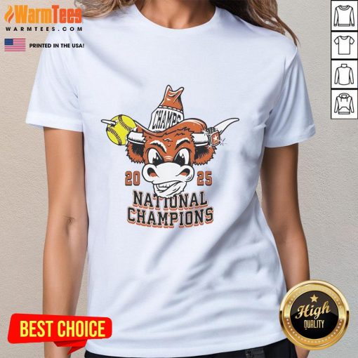 Good Texas Longhorns Softball 2025 National Champions Ladies Tee celebrating the team's victory in stylish design.