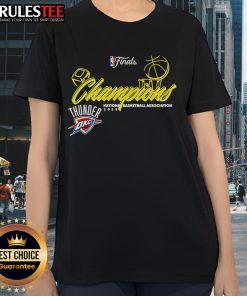 Good Thunder Final 2025 NBA Champions Design Ladies Tee featuring vibrant graphics celebrating basketball victory.
