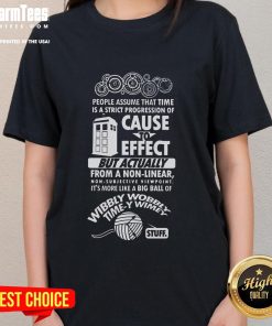 Good Timey Wimey Ladies Tee featuring a whimsical design perfect for fans of time travel and vintage style.