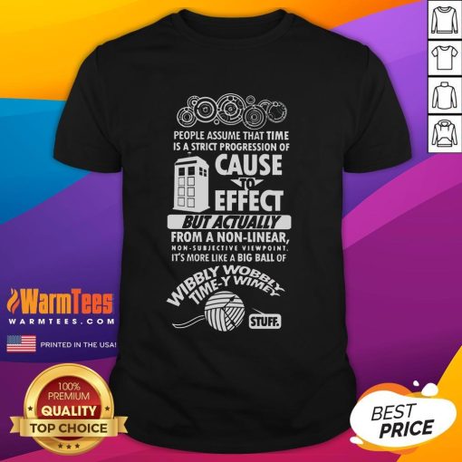 Good Timey Wimey T-Shirt featuring a colorful time travel design, perfect for fans of sci-fi and pop culture.