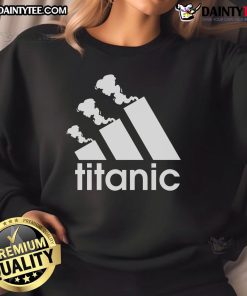 Good Titanic Sinking Too Soon Parody Spoof Sweatshirt featuring humorous Titanic-themed graphic design.