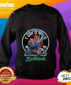 Good Toronto Raptors Zootopia 2 sweatshirt featuring vibrant graphics and team logo, perfect for fans and cozy wear.