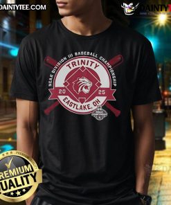 Good Trinity University NCAA Division III Baseball Championship T-Shirt, Eastlake, OH 2025, featuring team colors and logo.